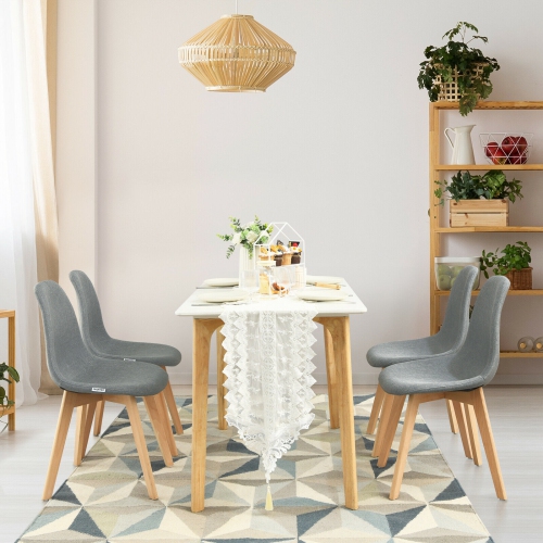 4 Pieces Modern Dining Chair Set with Wood Legs and Fabric Cushion Seat
