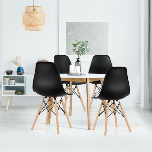 Ensemble de 4 chaises de salle à manger modernes avec pattes en bois, sans accoudoirs pour la cuisine ou la salle à manger