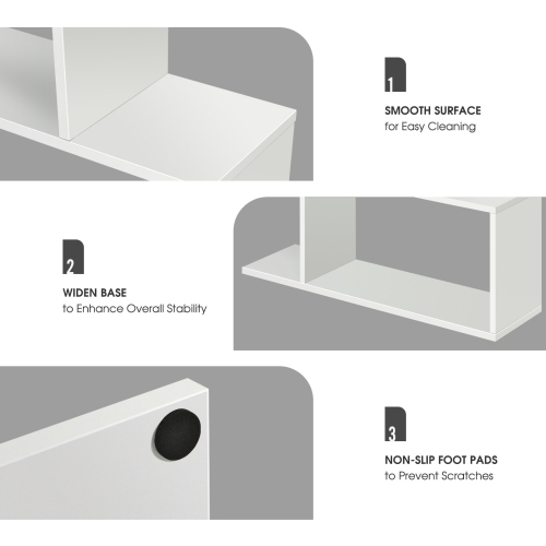 6-Tier S-Shaped Bookshelf, Modern Z-Shelf Bookcase for Storage and Display