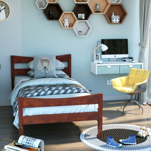 Modern Platform Bed Frame Foundation with Steel Slat Support