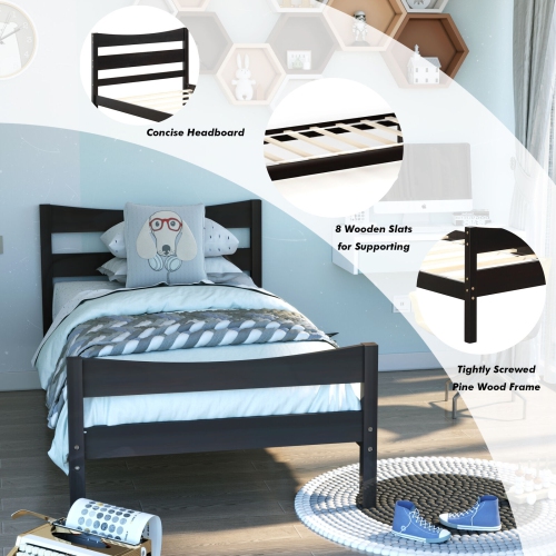 Modern Platform Bed Frame Foundation with Steel Slat Support