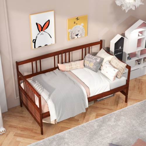 Modern Twin Size Daybed Frame with Wooden Slats Support