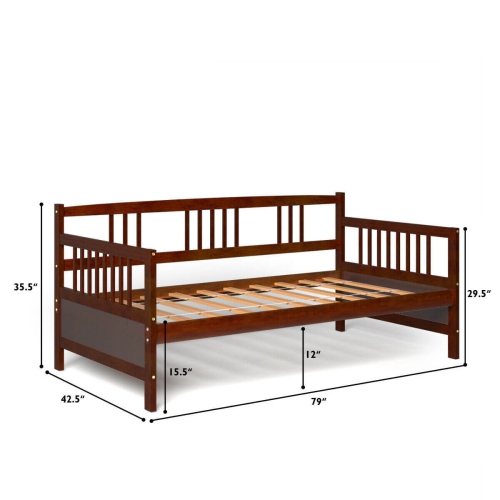 Modern Twin Size Daybed Frame with Wooden Slats Support