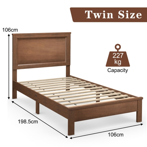 Minimalist Bed Frame with Rubber Wood Legs – Durable Platform Base, Wooden Slat Support