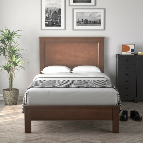Minimalist Bed Frame with Rubber Wood Legs – Durable Platform Base, Wooden Slat Support