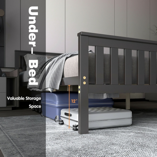 Queen Wood Platform Bed with Headboard