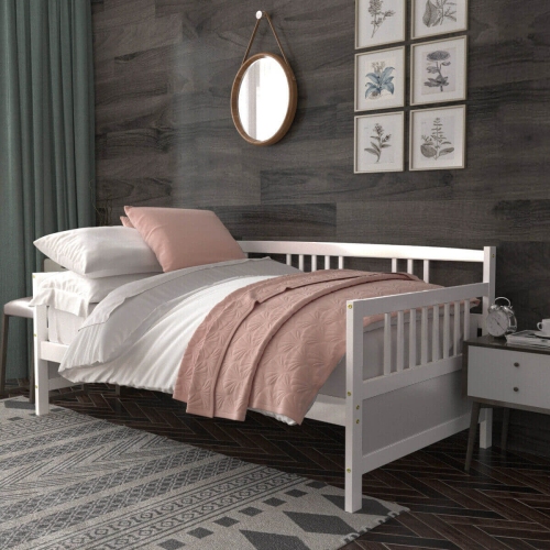 Modern Twin Size Daybed Frame with Wooden Slats Support