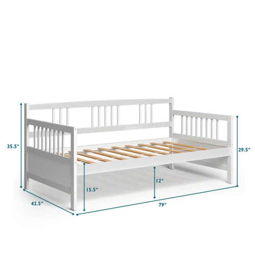 Modern Twin Size Daybed Frame with Wooden Slats Support