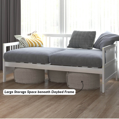 Modern Twin Size Daybed Frame with Wooden Slats Support