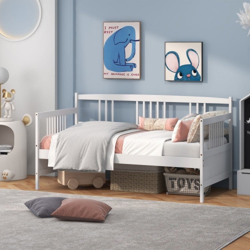 Modern Twin Size Daybed Frame with Wooden Slats Support