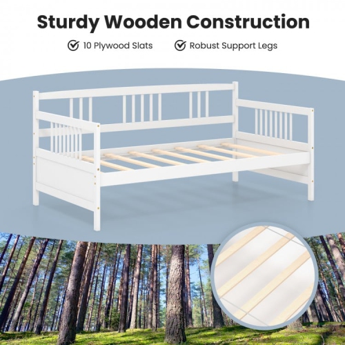 Modern Twin Size Daybed Frame with Wooden Slats Support