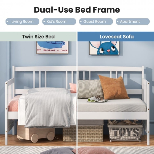 Modern Twin Size Daybed Frame with Wooden Slats Support