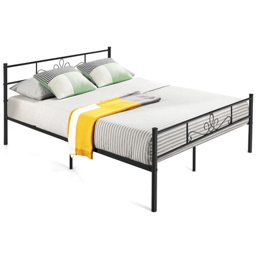 Queen Size Metal Bed Frame with Headboard and Footboard- Queen Size