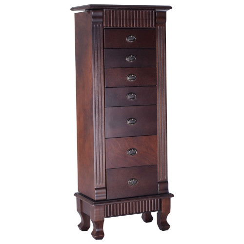 Wooden Jewelry Armoire Cabinet Storage Chest with Drawers and Swing Doors