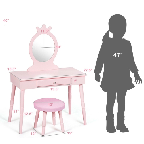 Ensemble coiffeuse pour enfants avec table et chaises