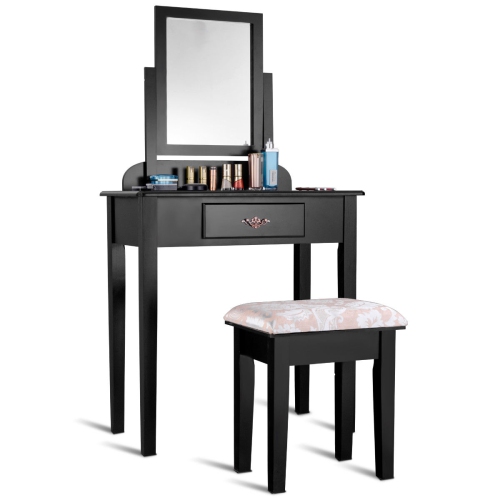 SLICKBLUE  Vanity Dressing Table Stool Set With Large Makeup Mirror