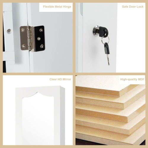 LED Jewelry Armoire with 5 Lights and Wall or Door Mount Mirror