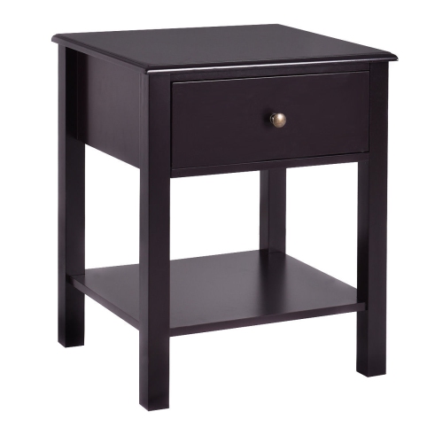 SLICKBLUE  Wood End Table With Single Drawer And Storage Shelf – Nightstand With Minimalist Design