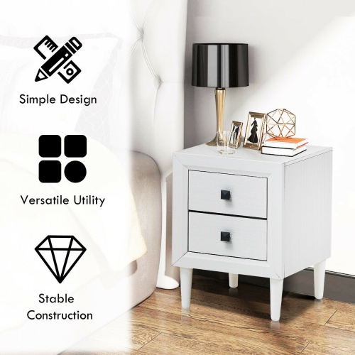 Multipurpose Retro Bedside Nightstand with 2 Drawers
