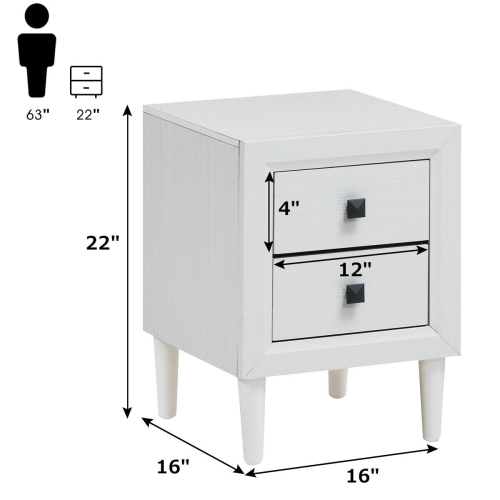 Multipurpose Retro Bedside Nightstand with 2 Drawers
