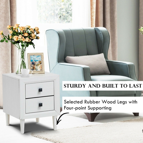 Multipurpose Retro Bedside Nightstand with 2 Drawers