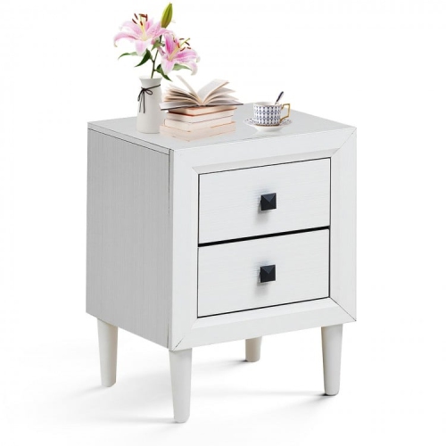Multipurpose Retro Bedside Nightstand with 2 Drawers