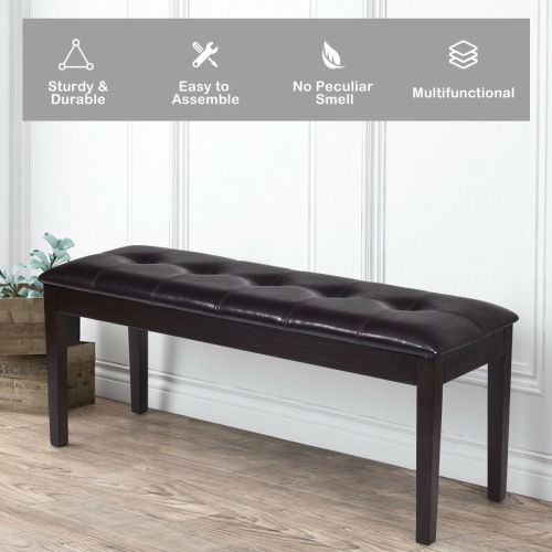 Traditional Upholstered PU Leather Dining Room Bench
