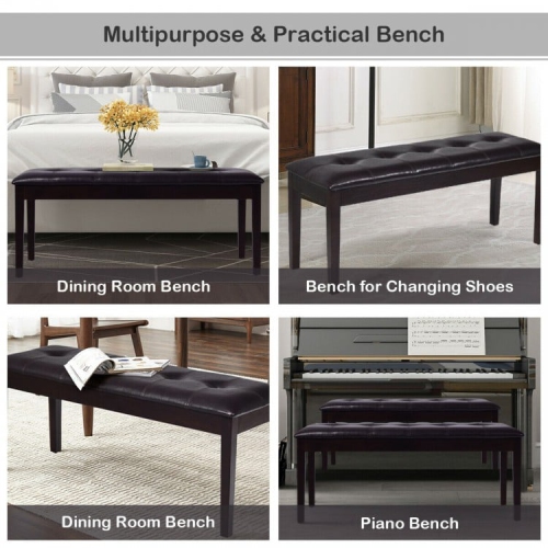 Traditional Upholstered PU Leather Dining Room Bench