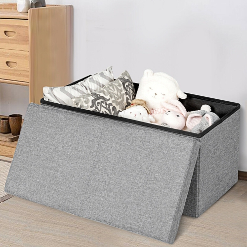 30" Folding Storage Ottoman with Lift Top-Light Gray