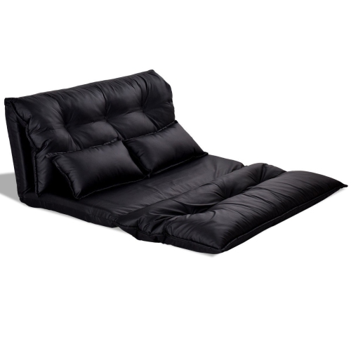 Image 1 of 5.. Foldable PU Leather Leisure Floor Sofa Bed w/ 2 Pillows