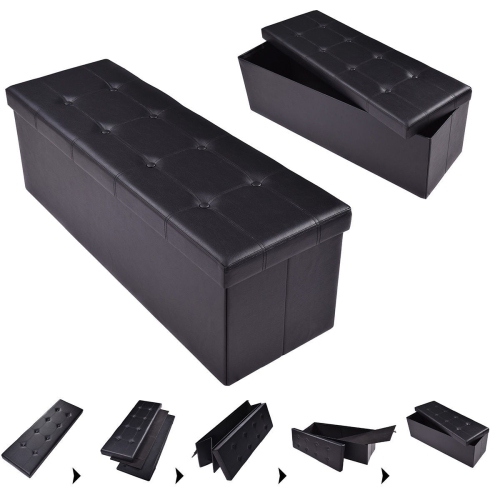 Collapsible Storage Ottoman Bench – Upholstered Lid & Spacious Interior Compartment
