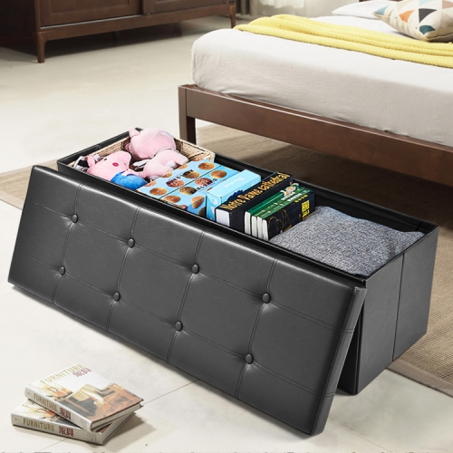 Collapsible Storage Ottoman Bench – Upholstered Lid & Spacious Interior Compartment
