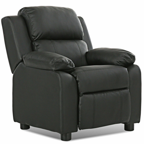 Fauteuil de luxe pour enfants avec appuie-tête inclinable et accoudoirs de rangement - Noir