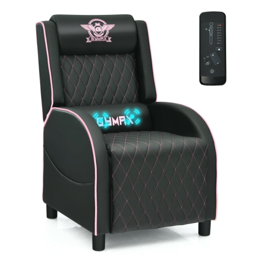 SLICKBLUE  Massage Gaming Recliner Chair With Headrest And Adjustable Backrest for Home Theater-Pink