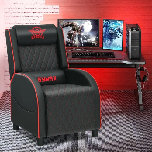 Massage Gaming Recliner Chair with Headrest and Adjustable Backrest for Home Theater-Orange