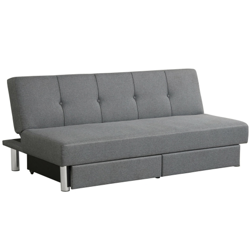 Canapé-lit futon convertible réglable avec deux tiroirs, gris