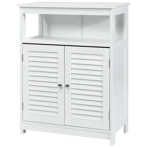SLICKBLUE  Wood Bathroom Storage Cabinet With Shutter Doors for Towels And Toiletries