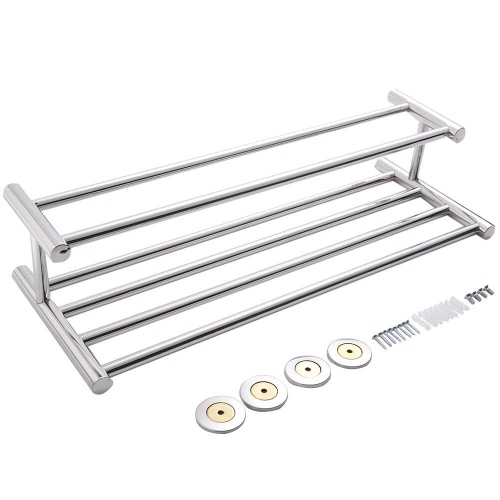 SLICKBLUE  24 Inch Wall Mounted Stainless Steel Towel Storage Rack With 2 Storage Tier