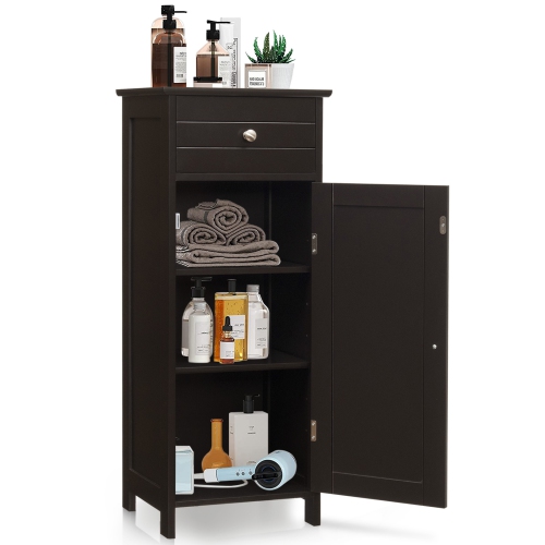 SLICKBLUE  Compact Wooden Floor Cabinet With Drawer And Display Shelf