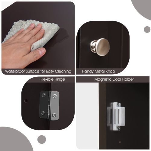 Compact Wooden Floor Cabinet with Drawer and Display Shelf