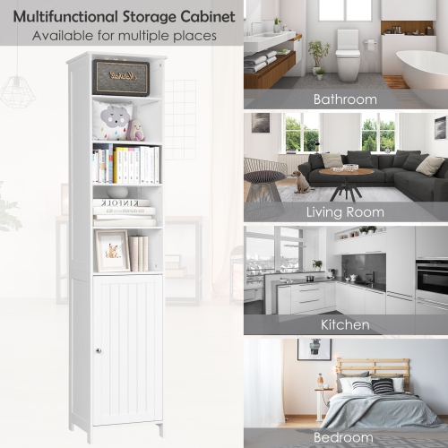 72 Inches Free Standing Tall Floor Bathroom Storage Cabinet-White