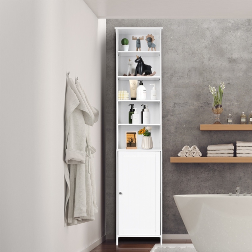 72 Inches Free Standing Tall Floor Bathroom Storage Cabinet-White