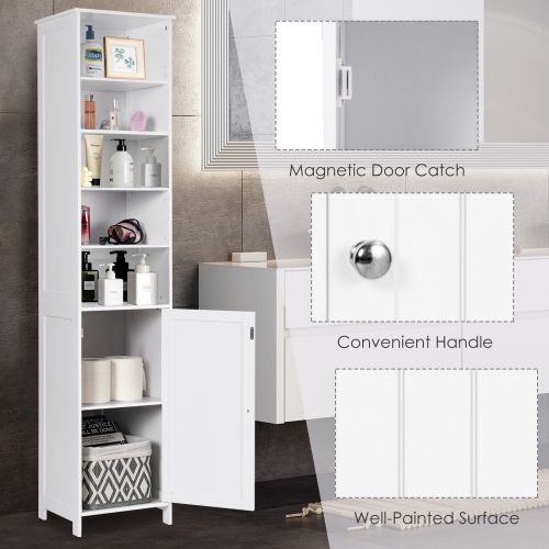 72 Inches Free Standing Tall Floor Bathroom Storage Cabinet-White