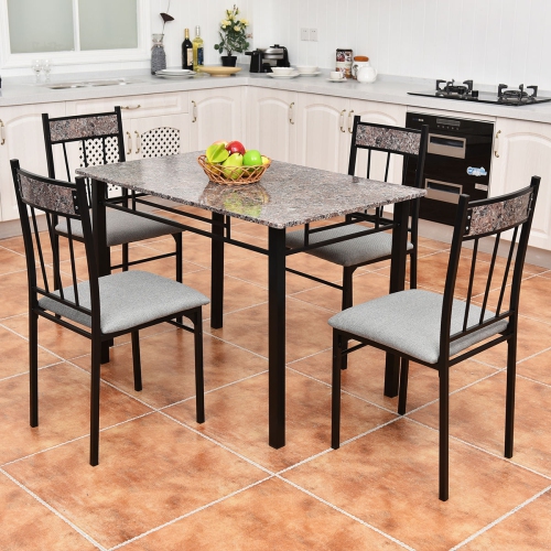 5 Piece Faux Marble Dining Set Table