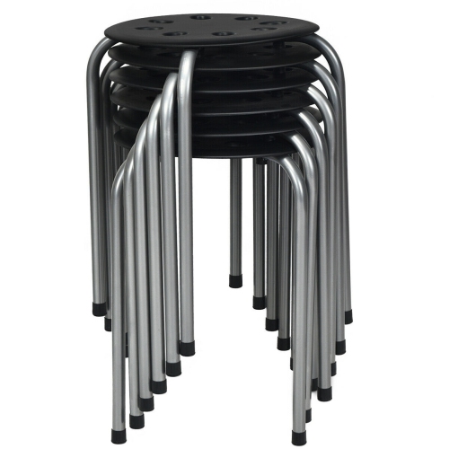 Set of 6 Portable Plastic Stackable Stools – Lightweight Stacking Chairs for Easy Storage