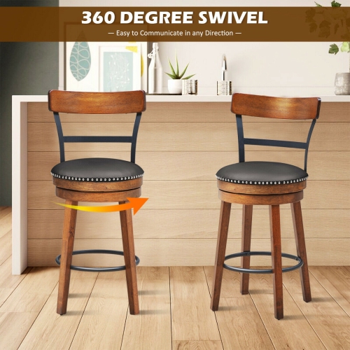 Set of 2 25.5 Inches Swivel Counter Height Dining Chair
