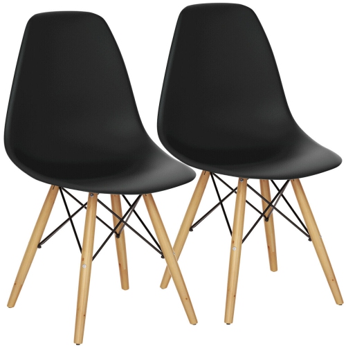 Set of 2 Mid Century Modern Dining Side Chair-Black
