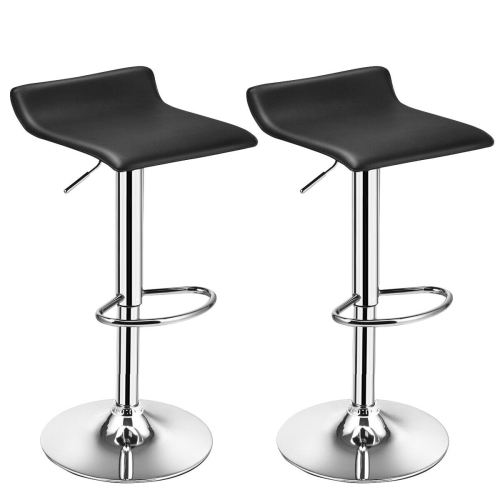 Set of 2 Modern Design Adjustable PU Leather Backless Bar Stools
