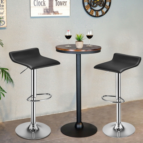 Set of 2 Modern Design Adjustable PU Leather Backless Bar Stools