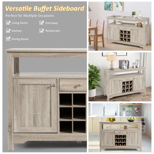 Buffet Server Sideboard Wine Cabinet Console-Gray